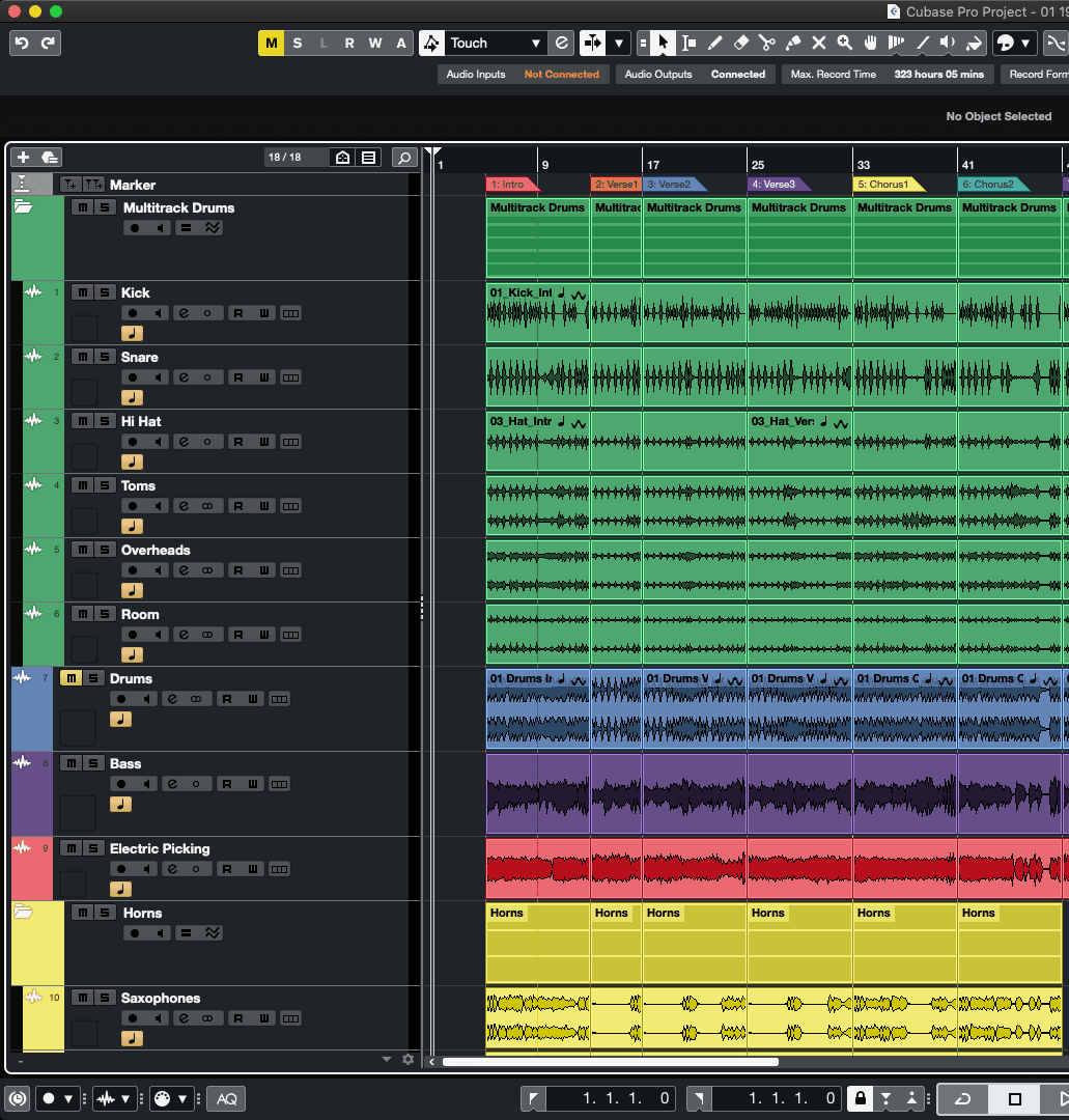 DAW screenshot placeholder - Cubase arrangement view