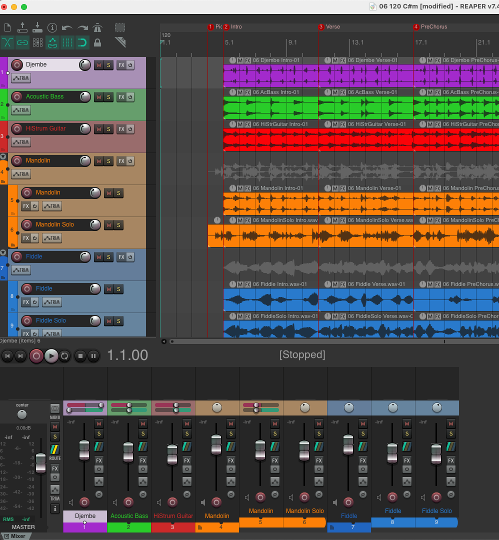 DAW screenshot placeholder - Reaper mix_and_setup view