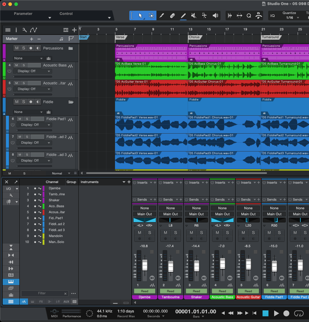 DAW screenshot placeholder - Studio One mix_and_setup view