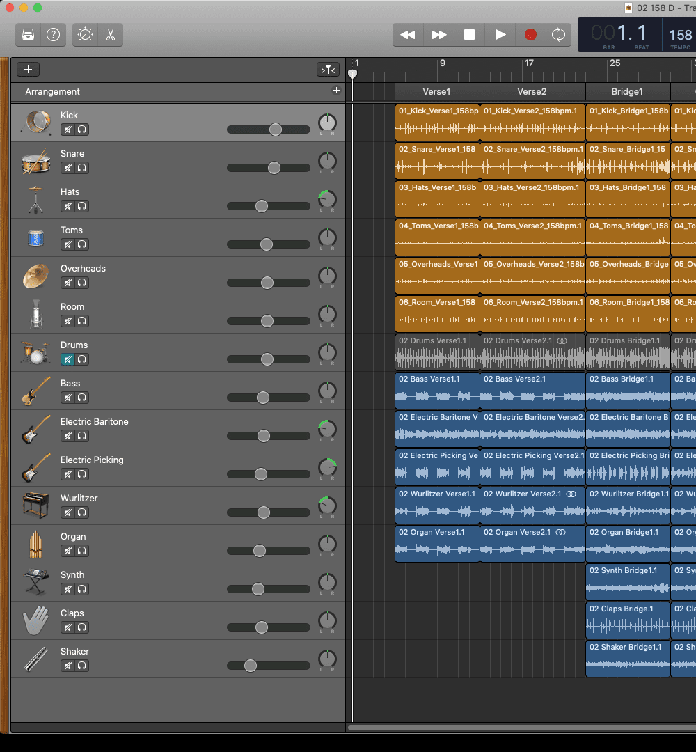 DAW screenshot placeholder - GarageBand mix_and_setup view